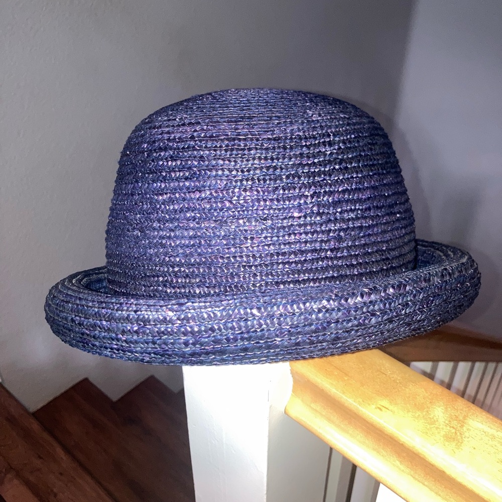 Street smart by Betmar Rolled Brim Straw Hat in dark blue